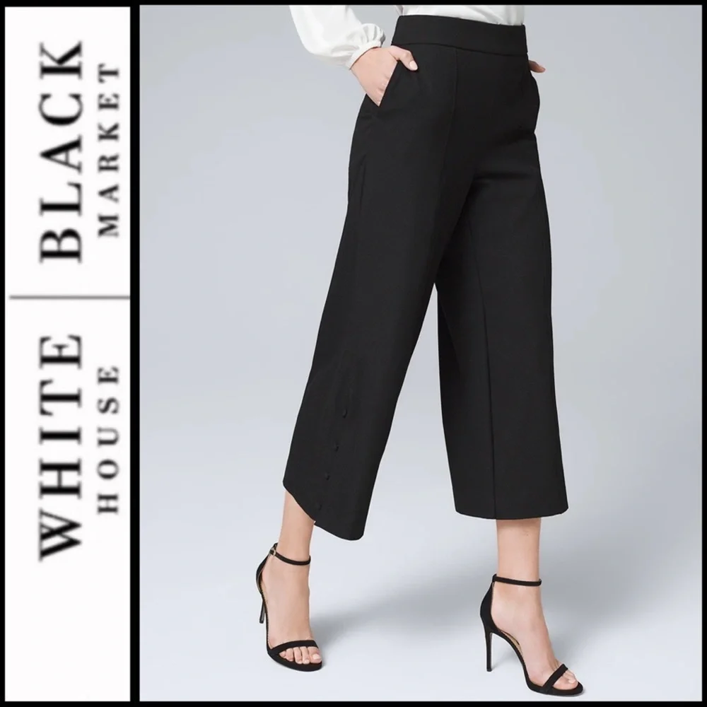 NWT WHBM Luxe Textured Wide Leg Crop Pants - Picture 1 of 8